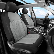 COVER 오버ado 가죽 카시트 커버 앞좌석 및 탄소 섬유 방수 내구성 있는 전천후 프로텍터 SUV 픽업 트럭 세단 자동차 차량 내부에 범용 핏 (블랙), 블랙&그레이