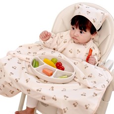 아이주 식탁일체형 이유식 턱받이 긴팔오픈형, 크림체리, 1개, 1개입