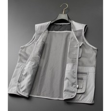 夏季薄款網眼馬甲登山速干休閒多口袋中年男攝影釣魚v領大碼坎肩