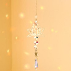 실버 Suncatcher 크리스탈 문 로터스 차크라 매달려 장식 태양 포수 레인보우 메이커 스테인드 글라스 정원 야외 선물, 7)silver 색상 MS488