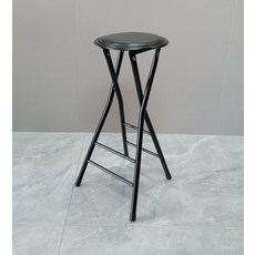 철제 접이식 바의자 홈바 스탠딩 스툴 카페 심플 블랙 식탁, 60CM 원형 스툴 블랙 소프트 패드