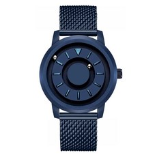 맹인 시계 점자 시각장애인 마드네틱 C타입 볼 손목시계 -블랙 시계, 1, S. 블루 다이얼 블루 스틸 스트랩무료 스트랩 포함