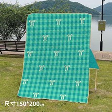 野餐墊 200*200CM 牛津布防潮雙面防水手提式露營坐墊, 野餐墊 - 蝴蝶節格子綠 加厚 150*200CM