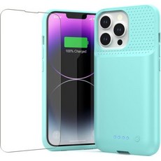 Feob 아이폰 13/13 프로/14용 팹 배터리 케이스 2025 업그레이드 7500mAh 초슬림 휴대용 확장 충전기 커버 6.1인치 -그린