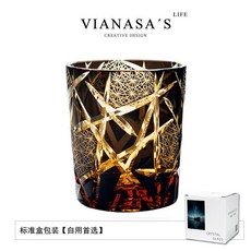 Vianasa's 諸神的黃昏個性江戶切子杯手工雕刻水晶威士忌酒杯, 1個, 諸神黃昏【標準盒簡裝】 自用首選