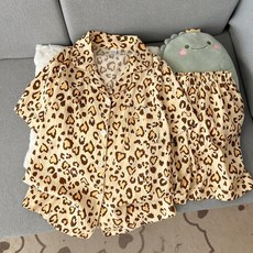 여성 여름 잠옷세트 호피무늬 파자마 상하복