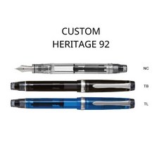 日本 PILOT 百樂 系列 14K 活塞上墨 鋼筆, CUSTOM HERITAGE 92,透明藍-F