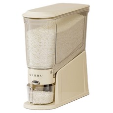 엠토이 가정용 버튼식 밀폐형 쌀통, 크림 화이트, 1개