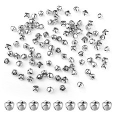 100피스 크리스마스 징글 벨 벌크 금속 공예 벨 징글 벨 공예용 식 크리스마스 징글 벨 홀리데이 홈 크리스마스 축제 파티 식 선물 DIY 프로젝트(실버)