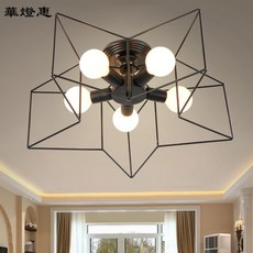 華燈惠 北歐現代工業風五角星吸頂燈 兒童房臥室燈具, 5燈