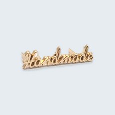 네트공예 handmade 핸드메이드 메탈 라벨 로고 택 장식 팬던트 가방 만들기 부자재 DIY 재료, 8.  handmade 필기체 - 골드, 1개