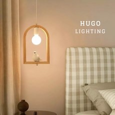 雨果燈飾 原木小鳥吊燈 實木壁燈 侘寂風, 單吸頂燈 (原木底盤),無燈泡