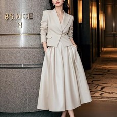 루스리더 여성 패션 블레이저 롱 주름 스커트 투피스 세트 EZ51