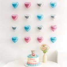해피제이니 미니하트 20개 파티 생일 은박 호일풍선 파티풍선 세트, 1세트, 블루 미니하트 하트풍선만