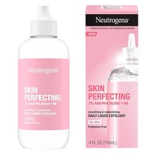 Neutrogena Skin Perfecting 데일리 리퀴드 페이셜 각질 제거제 7% AHA/PHA 블렌드 + HA로 건조한 피부를 매끄럽고 제거 및 보충 리브온 페이스, 1개, 118ml