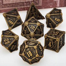 다면체 주사위 금속 DND 던전 및 드래곤 DD RPG D 세트 역할 놀이 게임 D20 D12 D10 D8 D6, Ancient Gold, 1개