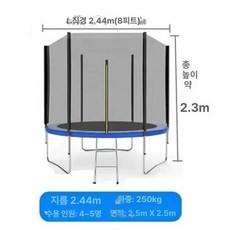 실외 트램폴린 대형, 8ft 2.44m 안전망 사다리 포함