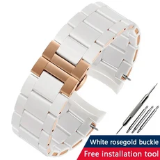 쿠쿠스토어 남성 실리콘 스트랩 아르마니 AR5890 20mm 스틸 고무 팔찌, 01 white rose gold, 01 23mm