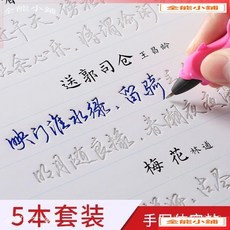 成人行書練字帖練習寫字 凹槽練字帖 練字本繁體行楷字帖 行書凹槽練字帖 硬筆行書練字 5本套裝, 1個, 基礎教程(1筆1握10筆芯),學生-成人通用