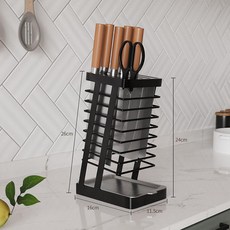 칼꽃이블럭 가정용 주방 업소용 꽃이 칼보관 칼보관함, 1개, 두꺼워진 201 블랙 물받이포함