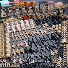 전쟁 피규어 모형 밀리터리 전투함 군인 산 미니어처 군사 특수부대 경찰 소년 조립식 작은 병사 교육용 장난감 퍼즐., [15] 데저트 썬더 무기 강화 버전 (보관용 버킷 포