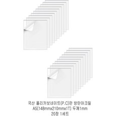 다한진 투명 폴리카보네이트판(P.C) A5(148mm210mm*1T) 두께1mm 방탄아크릴 DIY용 유리대용, 20개