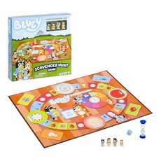 Bluey 스캐빈저 헌트 보드게임 4개의 독점 미니 피규어가 있는 협동 플레이 학습 장난감 토이 재미있는 토큰 수집 게임, Bluey 스캐빈저 헌트 보드게임 4개의 독점 미니 피