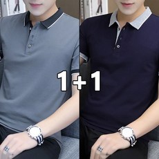 꽃소담 1+1 남자 여름 반팔 카라티 배색 편한 여름 반팔티 MQ472
