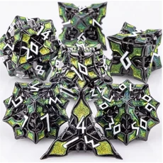 DND 메탈 다이스 7개 세트 MTR 던전 앤 드래곤 롤플레잉 게임용 선물 그린, 21 K02