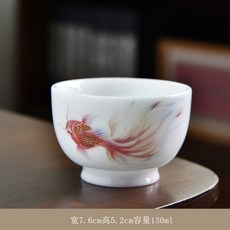 羊脂玉瓷手繪品茗單杯, 1個, 1L, 碗杯如魚得水2:130ml