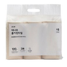 JAJU 대나무로 만든 먼지 날림이 적은 롤 키친타월, 75매, 6개