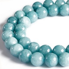 100피스 6mm 블루 화이트 옥 비즈 천연 원석 비즈 공예 및 주얼리 제작용 원형 루즈 비즈, Blue Chalcedony