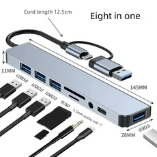 6in 1 USB C 허브 100W PD 4K HDMI 호환 멀티포트 어댑터 SDTF 카드 리더 3.0 맥북용, 01 8 in-USB-TC