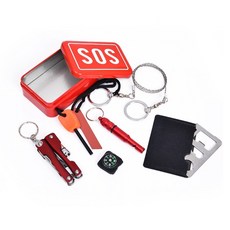 野外救生盒 七件套, 1個, SOS鐵盒求生組