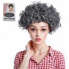 반짝이는일상 탱글한 웨이브 짙은 회색 뽀글머리 가발, 1개, 혼합색상