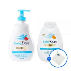 베이비도브 탑투토 바디워시 리치 모이스처 400ML + 카밍 모이스처 400ML+ 선택도브 핸드타올, 프래그런스 프리 바디워시(무향) 400ml, 카밍모이스처 바디워시(카모마일향) 400ml, 증정품 미발송