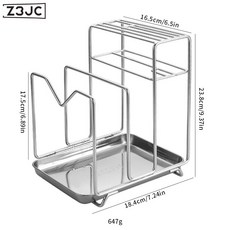 Z3JC 304不鏽鋼刀架砧板架一體收納檯面家用廚房鍋蓋瀝水置物架, 1個, 不鏽鋼刀架:如圖