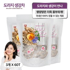 집 회사 야외 어디서든 간편 티타임 진한 도라지생강차 60티백, 90g