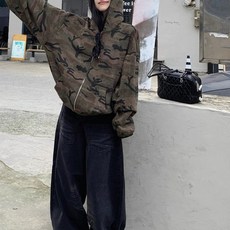 아이엠몽 여성 빈티지 밀리터리 후드 자켓