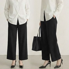 [A.I.P] 스판 좋은 밴딩 일자 와이드 팬츠 키작녀 바지 빅사이즈까지 슬랙스 바지 국내생산 구김적은 스판 밴딩 봄 가을 통바지