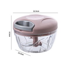 蒜頭攪碎機 家庭厨具 切蒜神器 絞肉器, 1個, 手拉切碎器-小款(三刀頭)-粉色