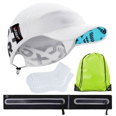 진텍스 런닝 비기너 패키지 B세트 러닝 벨트 모자 스포츠양말 스트링백 러닝용품, 화이트, 1개