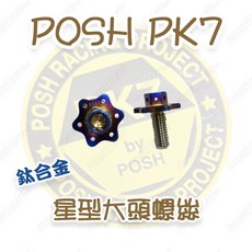 榮銓 POSH PK7 鈦合金星型大頭螺絲 M6內外六角螺絲 大牌螺絲 DIY改裝精品, 1個, M6x25mm,鈦合金（原色）