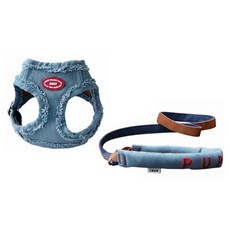 zeze 丹寧寵物胸背牽引繩, 1個, 丹寧色