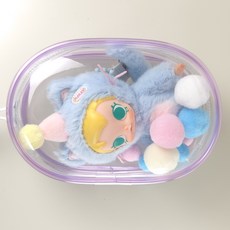 투명 PVC 인형 파우치 클린 타원형 13cm 라부4세대, 퍼플, 1개