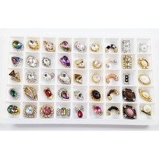 美甲合金鑽飾套組 珍珠寶石水晶大鑽混合 立體異形鑽 穿戴甲造型設計 堆鑽飾品盒裝, 1個, 大鑽款02【格子10*10mm】45顆, 大鑽