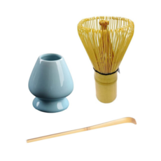 AOHAO 차선+차선립+차시 3PCS 세트 도자기 다구 다기 말차도구 matcha whisk, 4세트, 블루