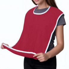 쿠리풀 어르신 다회용 앞치마 턱받이, 1개, 레드