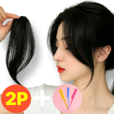 재이로이 옆머리 가발 한쌍, 1개, 네츄럴 블랙