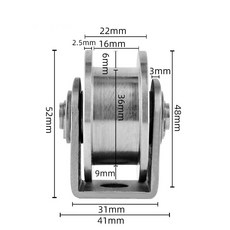 304 스테인레스 스틸 풀리 블록 V 유형 슬라이딩 도어 자재 취급 및 이동 롤러 U 베어링 트랙 휠, 12 2 inch H type SS201